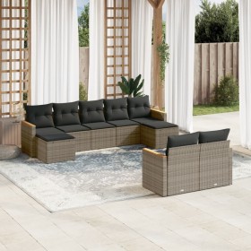 Set de muebles de jardín 9 pzas y cojines ratán sintético gris de , Conjuntos de jardín - Ref: Foro24-3226403, Precio: 549,12...