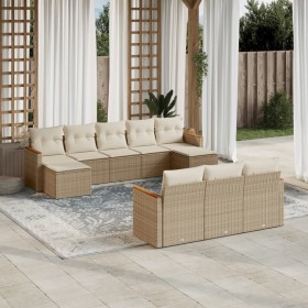 Gartensofa-Set mit beigen Kissen, 10-teilig, synthetisches Rattan von , Gartensets - Ref: Foro24-3226415, Preis: 732,99 €, Ra...