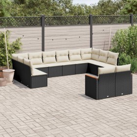 Gartensofa-Set 12-teilig mit schwarzen synthetischen Rattankissen von , Gartensets - Ref: Foro24-3226441, Preis: 724,12 €, Ra...