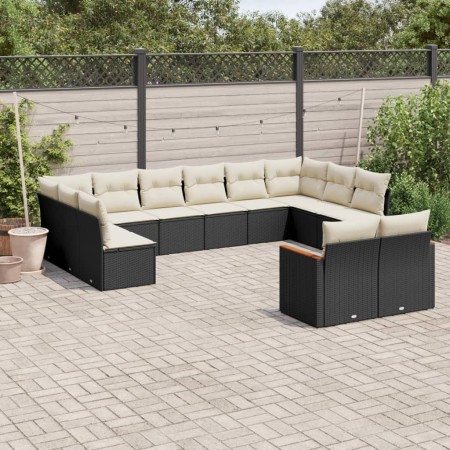 Gartensofa-Set 12-teilig mit schwarzen synthetischen Rattankissen von , Gartensets - Ref: Foro24-3226441, Preis: 699,03 €, Ra...