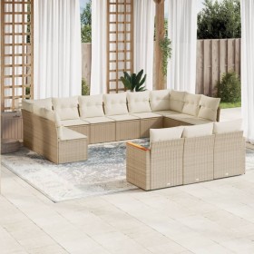 Garden sofa set with cushions 13 pieces beige synthetic rattan by , Garden sets - Ref: Foro24-3226457, Price: 1,00 €, Discoun...