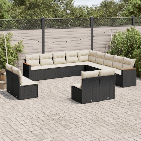 Gartensofa- und Kissenset 13-teilig aus schwarzem synthetischem Rattan von , Gartensets - Ref: Foro24-3226483, Preis: 757,10 ...