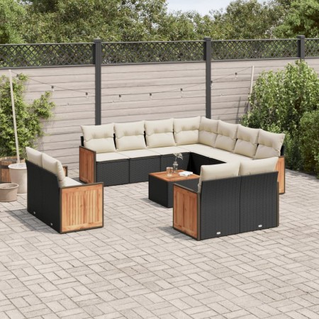 Gartensofa-Set 12-teilig mit schwarzen synthetischen Rattankissen von , Gartensets - Ref: Foro24-3226504, Preis: 753,45 €, Ra...