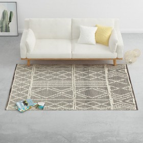 Alfombra tejida a mano de lana negro/blanco 160x230 cm de vidaXL, Alfombras - Ref: Foro24-284379, Precio: 120,99 €, Descuento: %