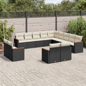 Garden sofa and cushion set 13 pieces black synthetic rattan by , Garden sets - Ref: Foro24-3226525, Price: 862,95 €, Discoun...