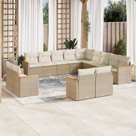 Gartensofa-Set mit Kissen, 13-teilig, beiges synthetisches Rattan von , Gartensets - Ref: Foro24-3226527, Preis: 1,00 €, Raba...