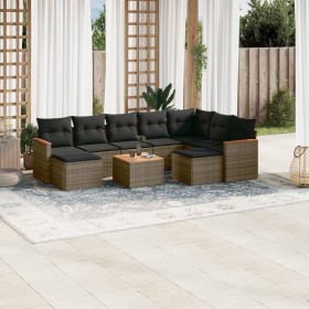 10-teiliges Gartensofa-Set mit grauen synthetischen Rattankissen von , Gartensets - Ref: Foro24-3226550, Preis: 601,27 €, Rab...