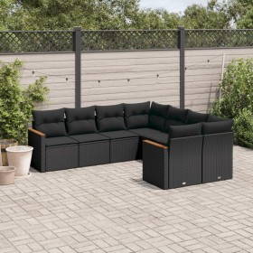 8-teiliges Gartensofa-Set und schwarze synthetische Rattankissen von , Gartensets - Ref: Foro24-3226552, Preis: 498,58 €, Rab...