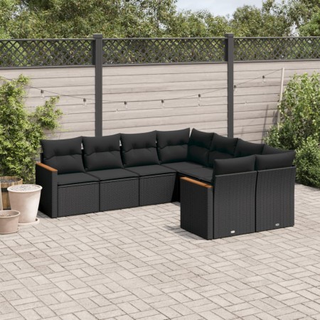 8-teiliges Gartensofa-Set und schwarze synthetische Rattankissen von , Gartensets - Ref: Foro24-3226552, Preis: 496,31 €, Rab...