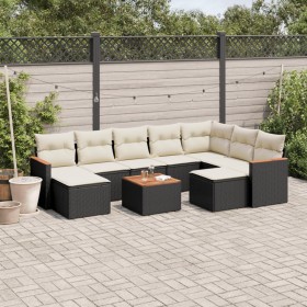 Gartensofa-Set 10-teilig mit schwarzen synthetischen Rattankissen von , Gartensets - Ref: Foro24-3226546, Preis: 599,76 €, Ra...