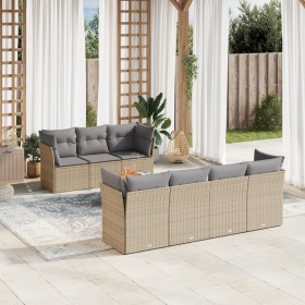 Gartensofa- und Kissenset 8-teilig beige PE-Rattan-Mischung von , Gartensets - Ref: Foro24-3255835, Preis: 399,99 €, Rabatt: %