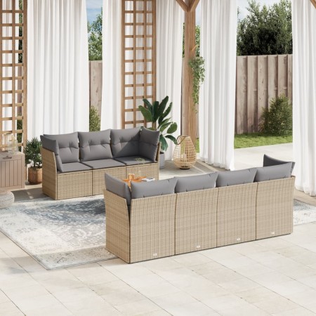 Garden sofa and cushion set 8 pieces beige PE rattan mix by , Garden sets - Ref: Foro24-3255835, Price: 399,99 €, Discount: %