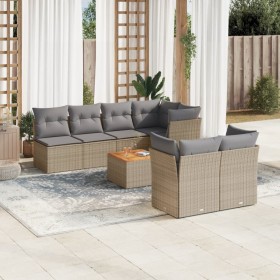 Garden sofa and cushion set 8 pieces beige PE rattan mix by , Garden sets - Ref: Foro24-3255849, Price: 399,99 €, Discount: %