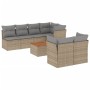 Garden sofa and cushion set 8 pieces beige PE rattan mix by , Garden sets - Ref: Foro24-3255849, Price: 534,87 €, Discount: %