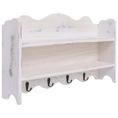 Perchero de pared de madera blanco 50x10x30 cm de vidaXL, Percheros para sombreros y abrigos - Ref: Foro24-284235, Precio: 44...