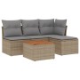 Gartensofa-Set mit beigem Kissenmix, 5-teilig aus PE-Rattan von , Gartensets - Ref: Foro24-3255926, Preis: 283,99 €, Rabatt: %