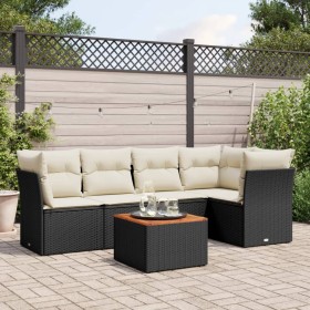 6-teiliges Gartensofa-Set und schwarze synthetische Rattankissen von , Gartensets - Ref: Foro24-3255958, Preis: 375,99 €, Rab...