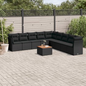 Gartensofa-Set 10-teilig mit schwarzen synthetischen Rattankissen von , Gartensets - Ref: Foro24-3256020, Preis: 641,78 €, Ra...