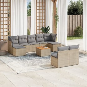 Gartensofa-Set mit beigen Kissen, 10-teilig, synthetisches Rattan von , Gartensets - Ref: Foro24-3256192, Preis: 662,89 €, Ra...