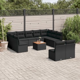 Gartensofa-Set 12-teilig mit schwarzen synthetischen Rattankissen von , Gartensets - Ref: Foro24-3256216, Preis: 663,35 €, Ra...