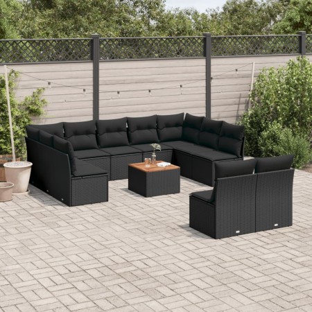 Gartensofa-Set 12-teilig mit schwarzen synthetischen Rattankissen von , Gartensets - Ref: Foro24-3256216, Preis: 665,85 €, Ra...