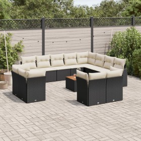 Garden sofa and cushion set 13 pieces black synthetic rattan by , Garden sets - Ref: Foro24-3256280, Price: 838,23 €, Discoun...