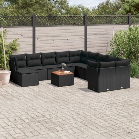 Gartensofa-Set 12-teilig mit schwarzen synthetischen Rattankissen von , Gartensets - Ref: Foro24-3256307, Preis: 765,71 €, Ra...