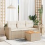 Gartensofa-Set mit Kissen, 4-teilig, beiges synthetisches Rattan von , Gartensets - Ref: Foro24-3256324, Preis: 314,79 €, Rab...