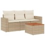 Gartensofa-Set mit Kissen, 4-teilig, beiges synthetisches Rattan von , Gartensets - Ref: Foro24-3256324, Preis: 314,79 €, Rab...