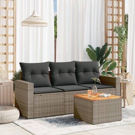 4-piece garden sofa set and gray synthetic rattan cushions by , Garden sets - Ref: Foro24-3256326, Price: 313,08 €, Discount: %