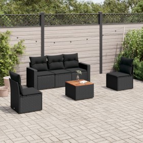 6-teiliges Gartensofa-Set und schwarze synthetische Rattankissen von , Gartensets - Ref: Foro24-3256391, Preis: 394,98 €, Rab...