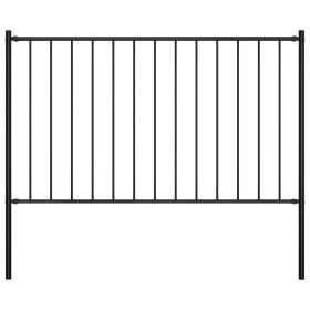 Black powder coated steel fence panel and posts 1.7x0.75 m by vidaXL, fence panels - Ref: Foro24-145209, Price: 72,72 €, Disc...