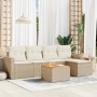 Gartensofa-Set mit Kissen, 6-teilig, beiges synthetisches Rattan von , Gartensets - Ref: Foro24-3256429, Preis: 423,99 €, Rab...