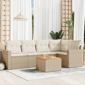 Gartensofa-Set mit Kissen, 6-teilig, beiges synthetisches Rattan von , Gartensets - Ref: Foro24-3256443, Preis: 523,60 €, Rab...