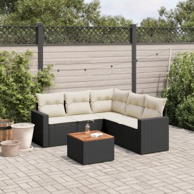 6-teiliges Gartensofa-Set und schwarze synthetische Rattankissen von , Gartensets - Ref: Foro24-3256448, Preis: 382,66 €, Rab...