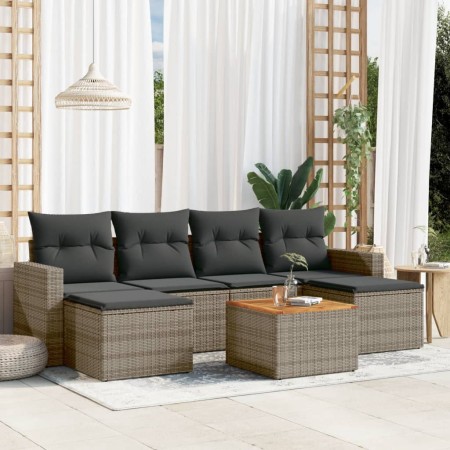 7-piece garden sofa set with gray PE rattan cushions by , Garden sets - Ref: Foro24-3256578, Price: 439,99 €, Discount: %