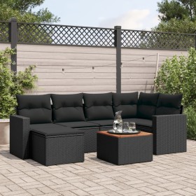 7-teiliges Garten-Essset und schwarze Kissen aus synthetischem Rattan von , Gartensets - Ref: Foro24-3256552, Preis: 489,57 €...