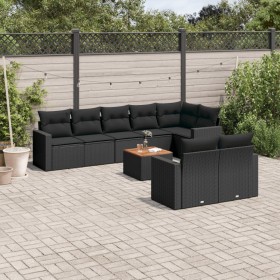 8-teiliges Gartensofa-Set und schwarze synthetische Rattankissen von , Gartensets - Ref: Foro24-3256538, Preis: 617,74 €, Rab...