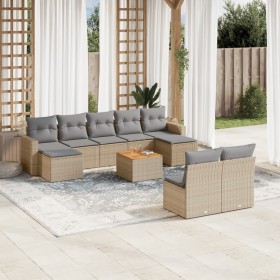 Gartensofa-Set mit beigen Kissen, 10-teilig, synthetisches Rattan von , Gartensets - Ref: Foro24-3256654, Preis: 625,21 €, Ra...