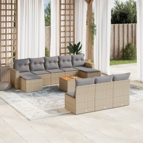 Gartensofa-Set mit beigem Kissenmix, 11-teilig aus PE-Rattan von , Gartensets - Ref: Foro24-3256661, Preis: 696,39 €, Rabatt: %