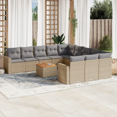 Gartensofa-Set mit beigem Kissenmix, 12-teilig aus PE-Rattan von , Gartensets - Ref: Foro24-3256682, Preis: 933,87 €, Rabatt: %