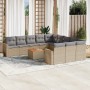 Gartensofa-Set mit beigem Kissenmix, 12-teilig aus PE-Rattan von , Gartensets - Ref: Foro24-3256682, Preis: 933,87 €, Rabatt: %