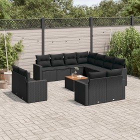 Gartensofa-Set 12-teilig mit schwarzen synthetischen Rattankissen von , Gartensets - Ref: Foro24-3256713, Preis: 1,00 €, Raba...