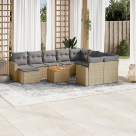 Garden sofa set with beige cushions mix 11 pieces PE rattan by , Garden sets - Ref: Foro24-3256745, Price: 817,14 €, Discount: %