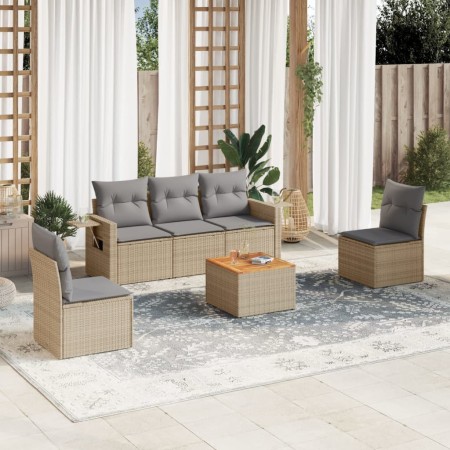 Gartensofa-Set mit beigem Kissenmix, 6-teilig, PE-Rattan von , Gartensets - Ref: Foro24-3256836, Preis: 436,68 €, Rabatt: %