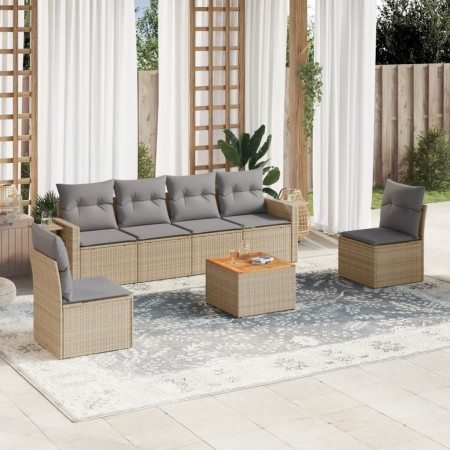 Garden sofa set with beige cushions mix 7 pieces PE rattan by , Garden sets - Ref: Foro24-3256843, Price: 479,58 €, Discount: %