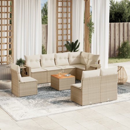 Set de sofás de jardín 9 pzas con cojines ratán sintético beige de , Conjuntos de jardín - Ref: Foro24-3256933, Precio: 706,9...