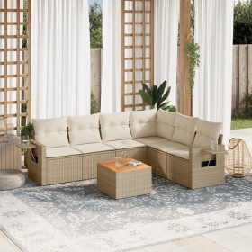 7-teiliges Gartensofa-Set und beigefarbene synthetische Rattankissen von , Gartensets - Ref: Foro24-3256912, Preis: 532,59 €,...