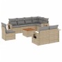 Gartensofa-Set mit beigem Kissenmix, 9-teilig aus PE-Rattan von , Gartensets - Ref: Foro24-3256990, Preis: 734,68 €, Rabatt: %