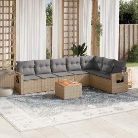 Gartensofa-Set mit beigem Kissenmix, 8-teilig aus PE-Rattan von , Gartensets - Ref: Foro24-3256927, Preis: 566,36 €, Rabatt: %